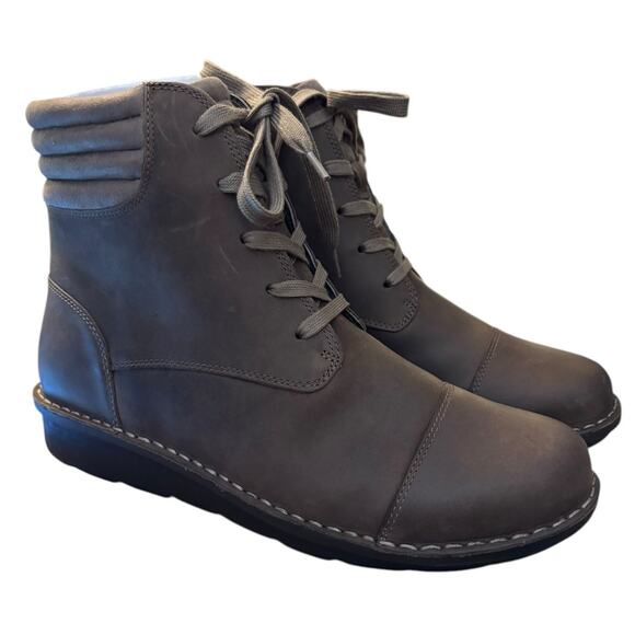 NIB Clark Collection Leather Ankle Boots Women's Size 11 M Brown Lace Up NEW - Picture 1 of 8